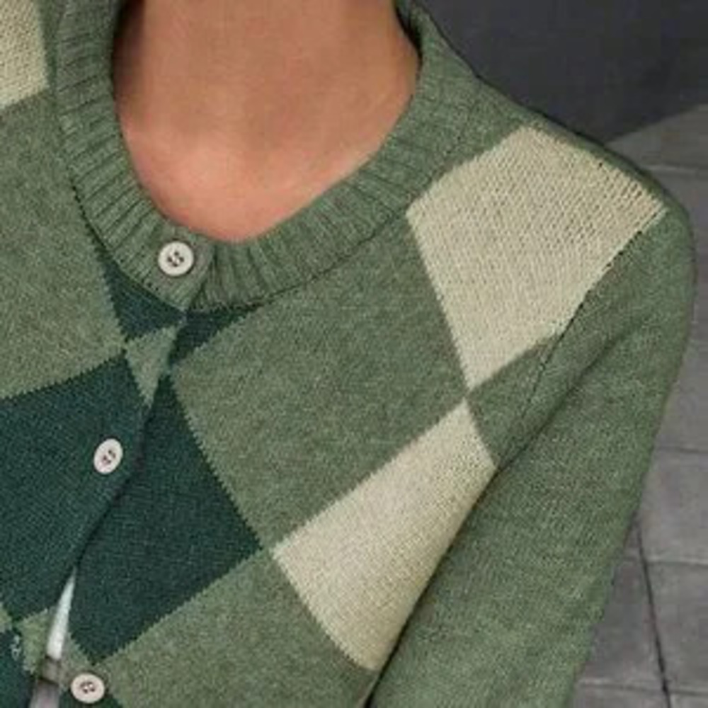 ZARA Multicolor Casual Women's Plaid Knitted Cardigan - Picture 6 of 6